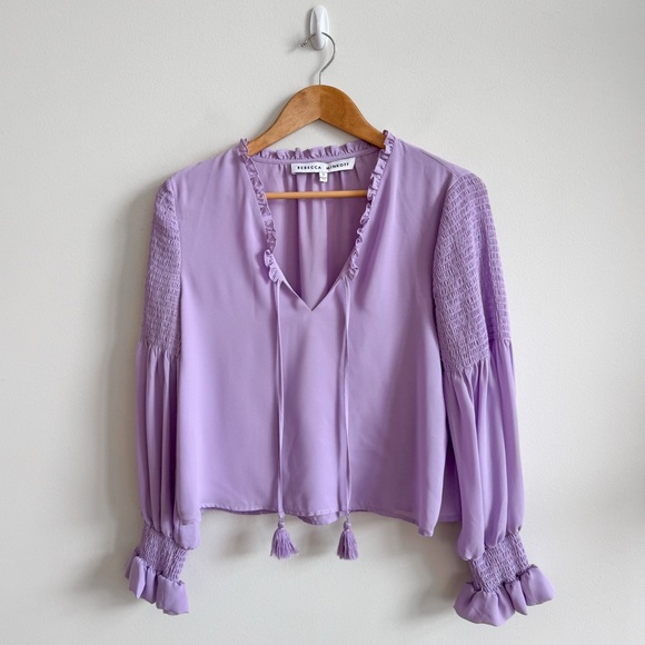 REBECCA MINKOFF • Penelope Ruffle Blouse in Lilac - Picture 2 of 14